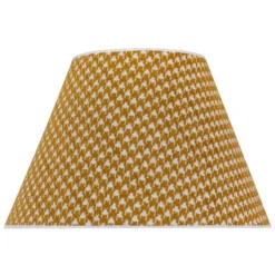 Pantalla de lámpara Sofia 25 cm, estampado de pata de gallo amarillo