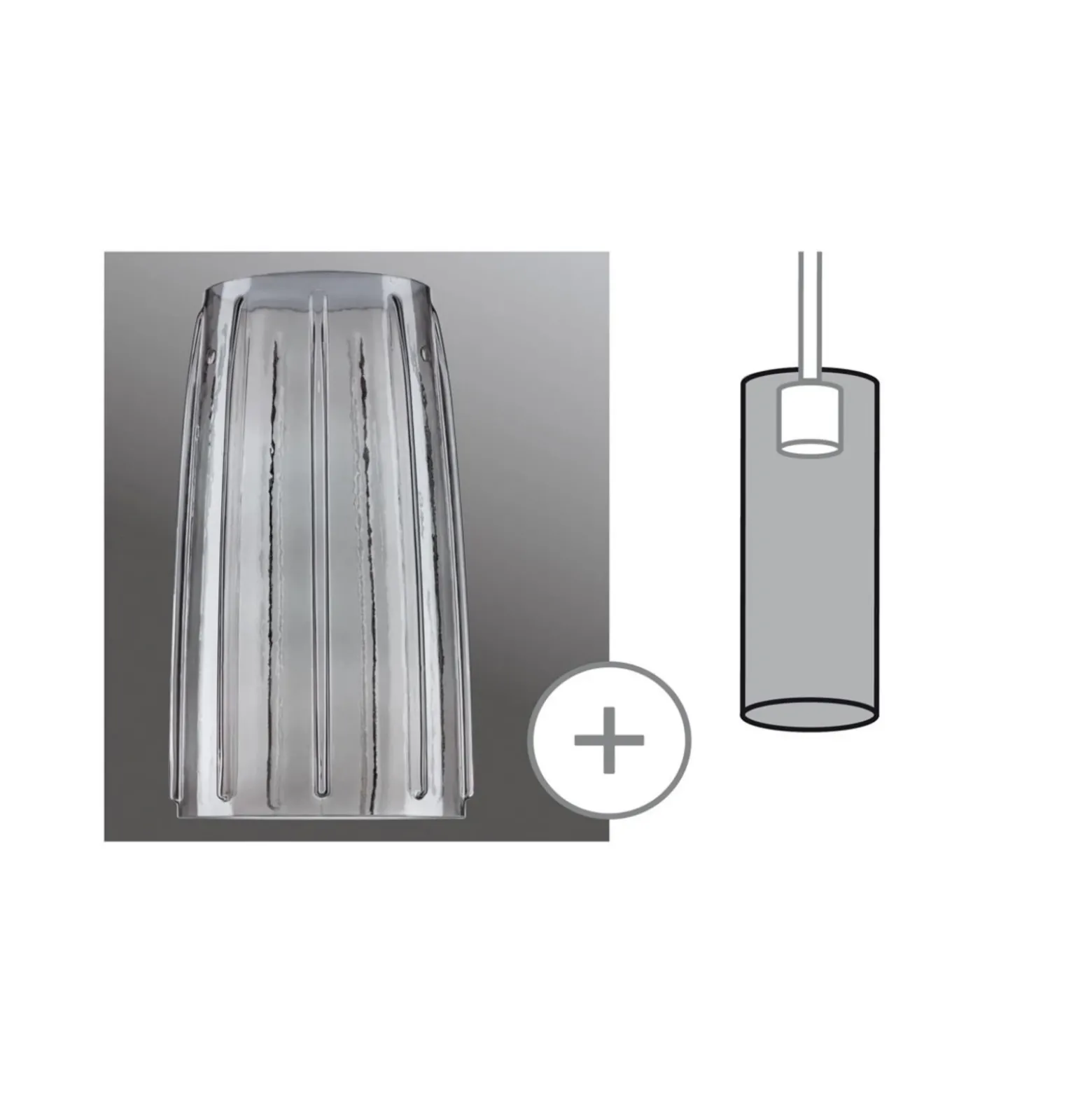 Pantalla Paulmann Drio, gris humo, Ø 15,2 cm, cristal