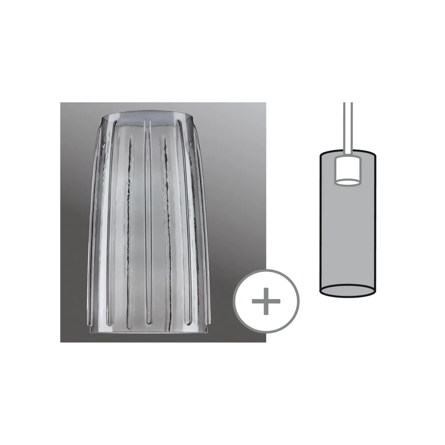 Pantalla Paulmann Drio, gris humo, Ø 15,2 cm, cristal
