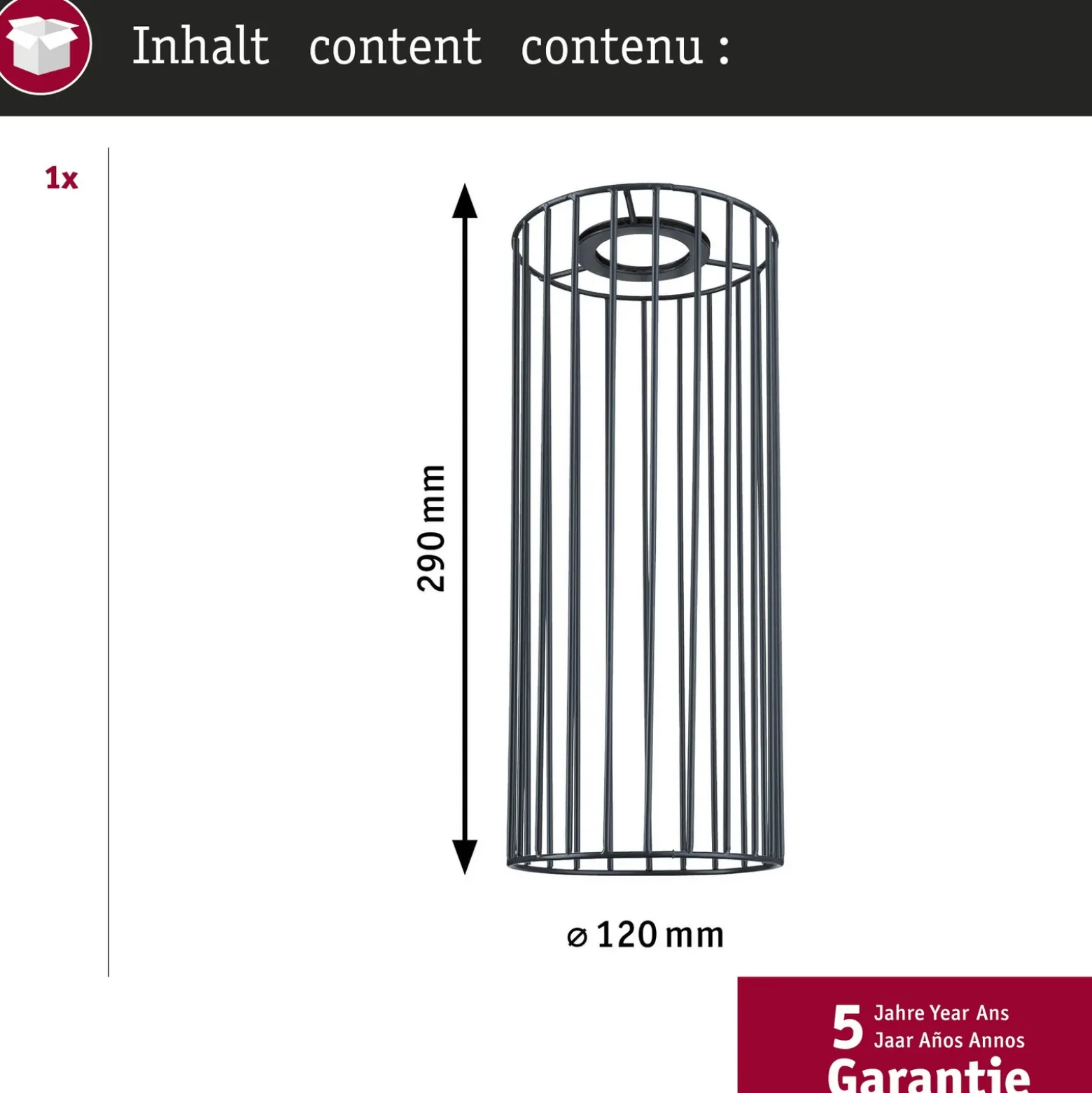 Pantalla Paulmann URail Biraha 2Easy, antracita, Ø 12 cm