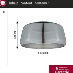 Pantalla Paulmann URail Neila 2Easy, Ø 23 cm, cristal ahumado