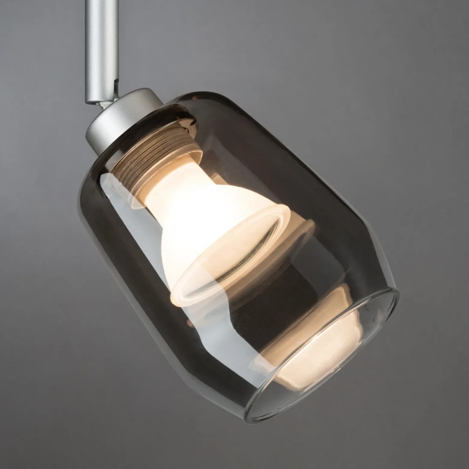 Pantalla Paulmann Vento, gris humo, Ø 8 cm, cristal