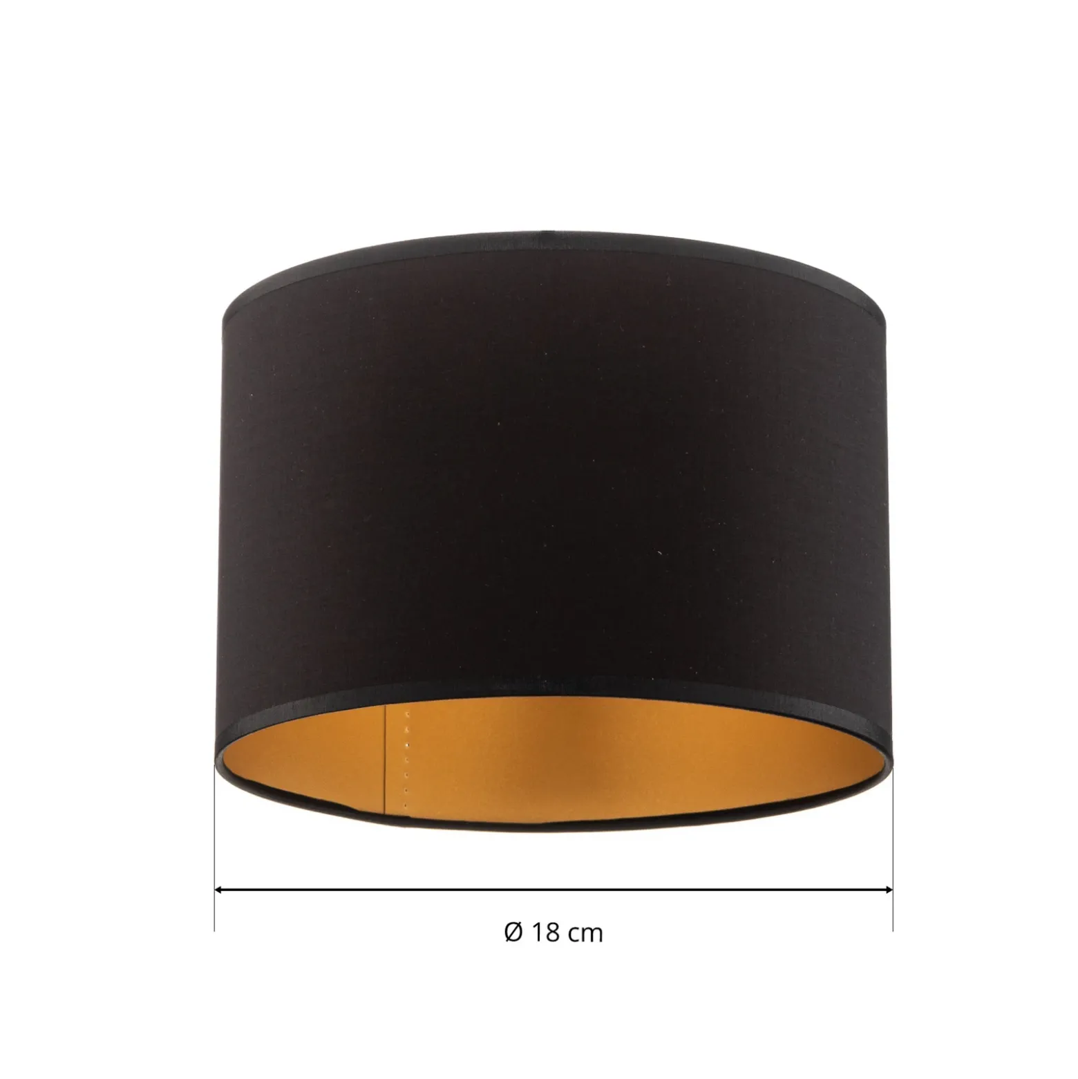 Pantalla Soho, negro/dorado, textil, Ø 18 cm