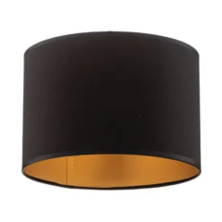 Pantalla Soho, negro/dorado, textil, Ø 18 cm
