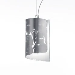 Papiro lámpara colgante con pantalla de cristal Ø 15 cm, plata