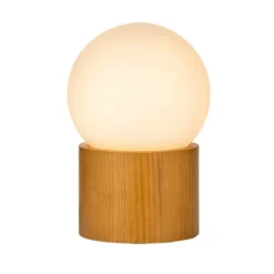 Pauleen Woody Shine lámpara de mesa madera vidrio