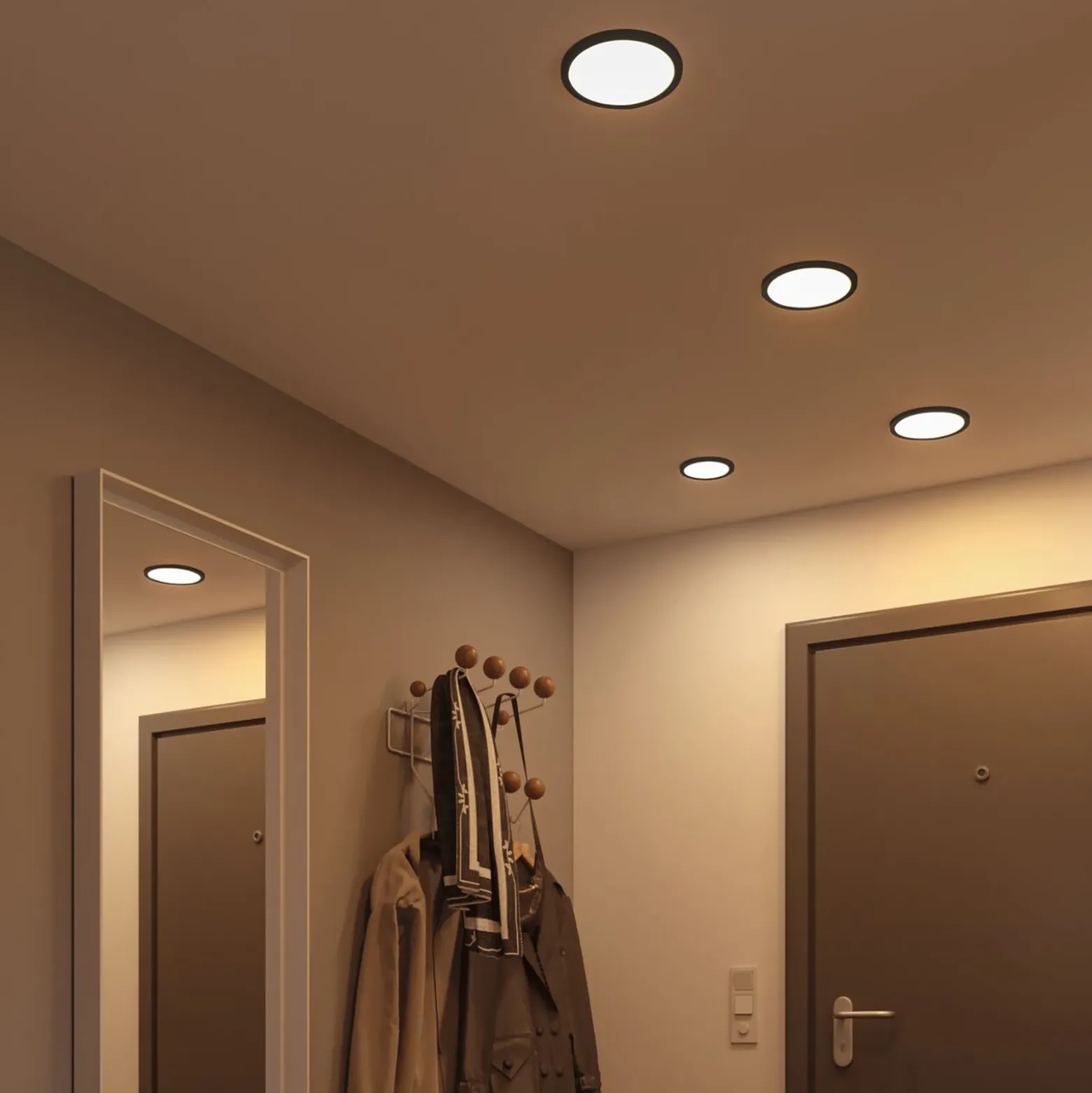 Paulmann Areo panel LED redondo negro 3000K Ø11,8cm