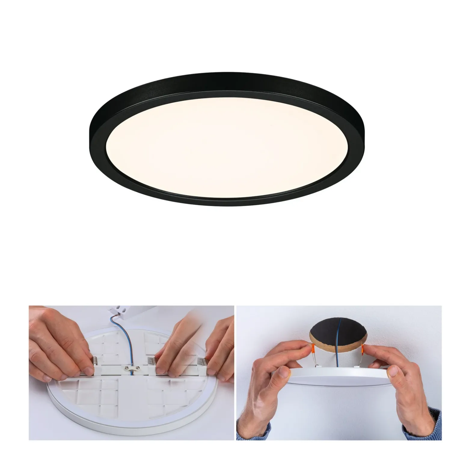 Paulmann Areo panel LED redondo negro 3000K Ø17,5cm