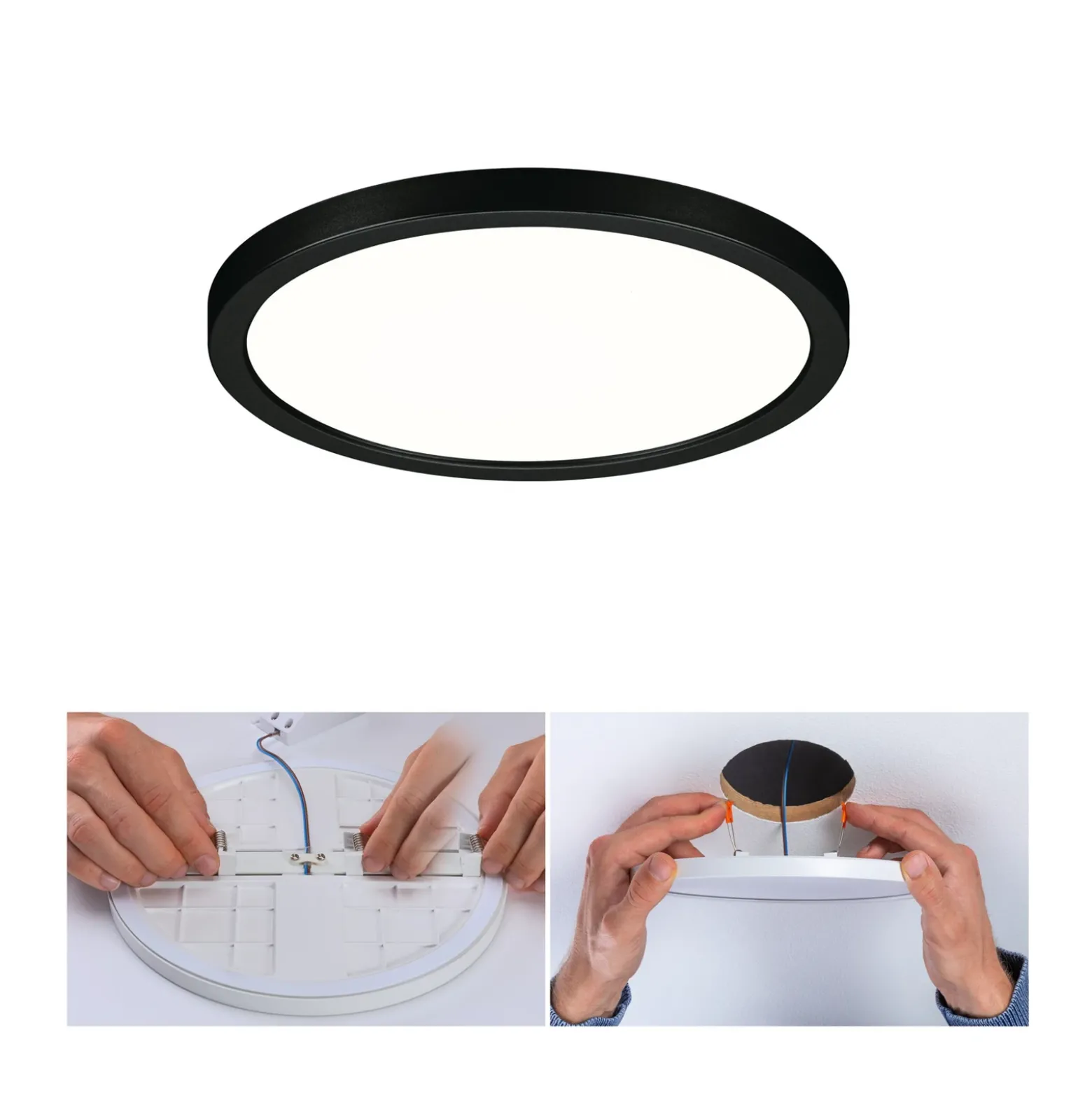 Paulmann Areo panel LED redondo negro 4000K Ø17,5cm