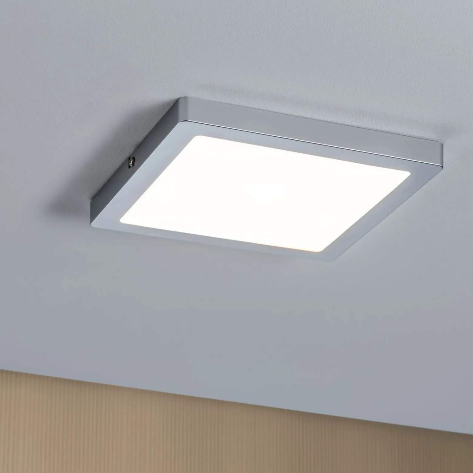 Paulmann Atria plafón 2.700 K 22x22cm cromo mate
