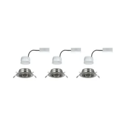 Paulmann Base foco empotrado LED 3 ud, hierro