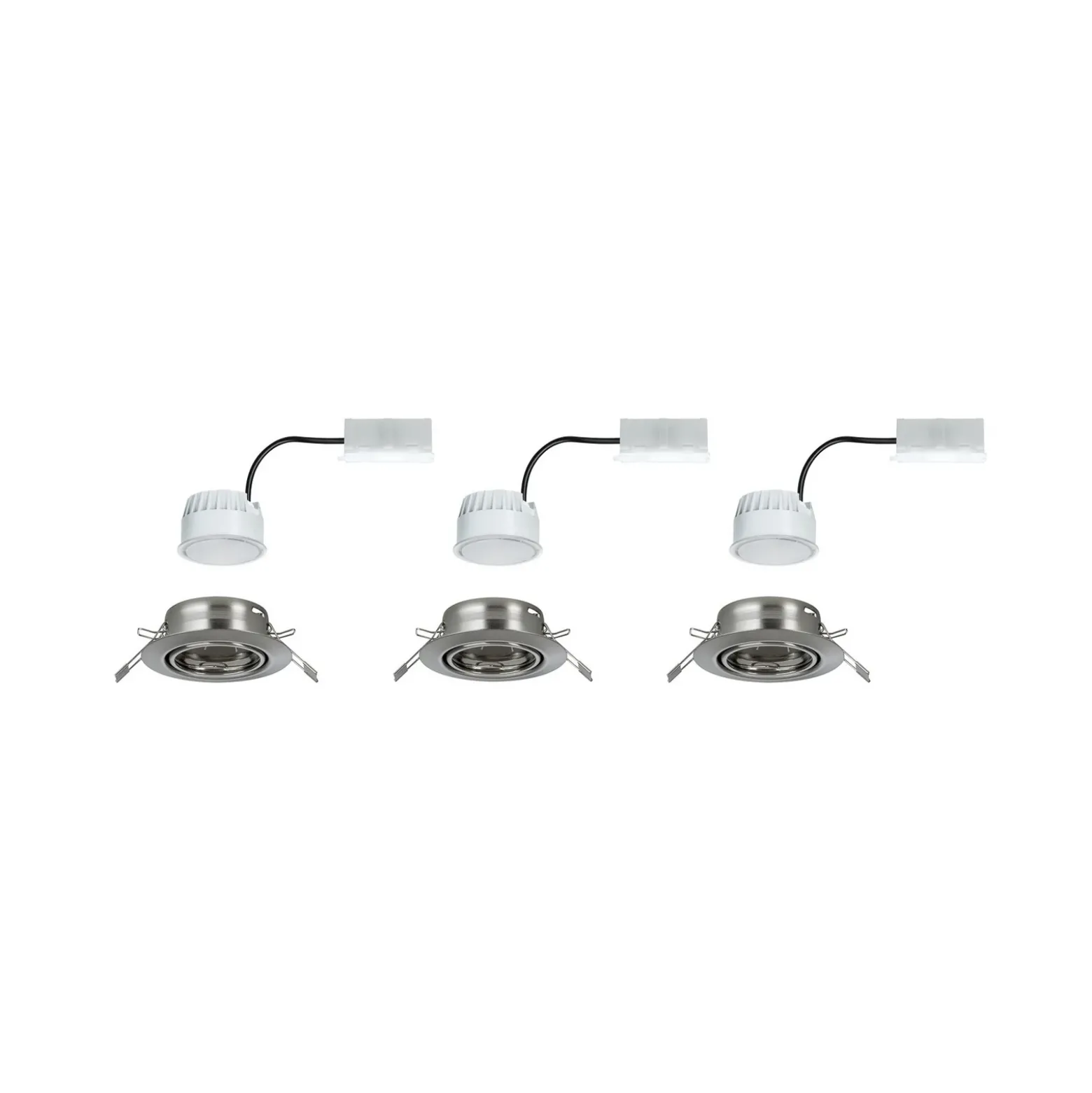 Paulmann Base foco empotrado LED 3 ud, hierro