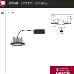 Paulmann Calla negro, con interruptor de encendido/apagado, orientable, 4000 K,