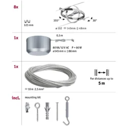 Paulmann Cardan sobre cable 8 cromo mate/cromo