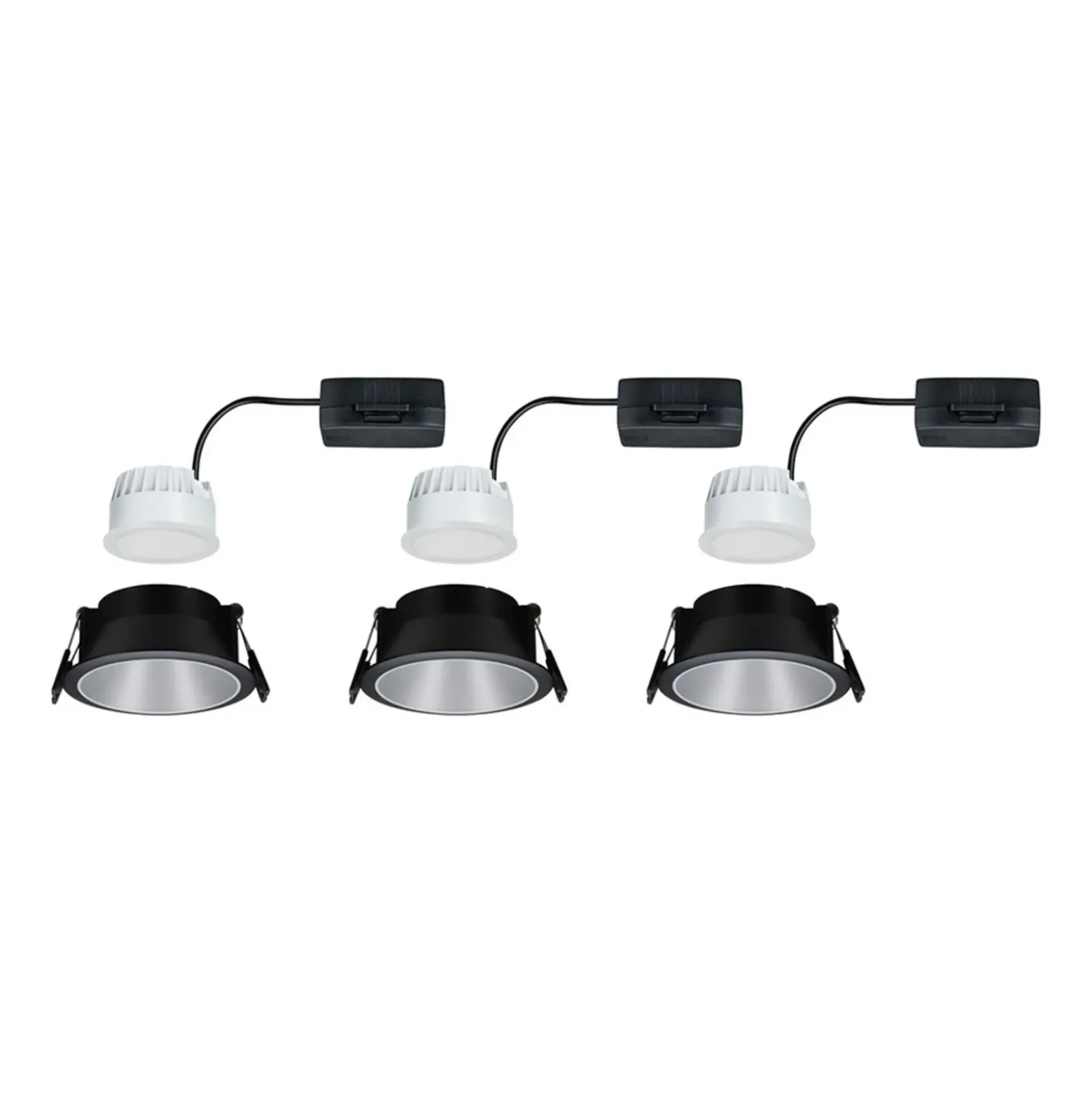 Paulmann Cole foco LED plateado-negro, juego de 3 unidades
