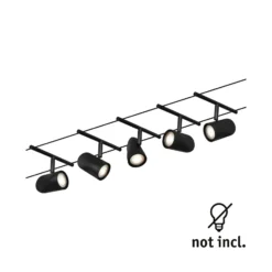 Paulmann Cup sobre cable básico 5 luces negro mate