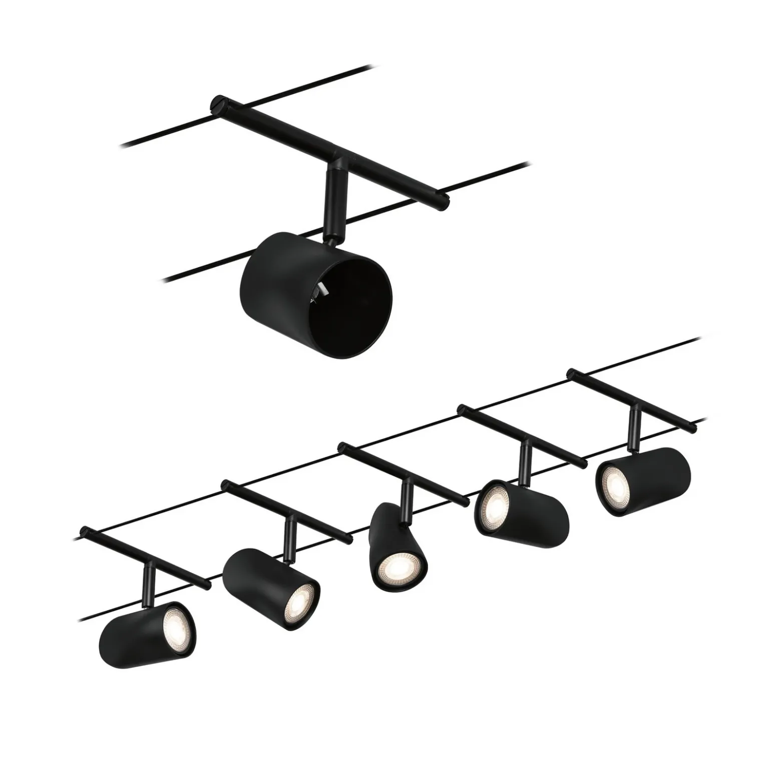 Paulmann Cup sobre cable básico 5 luces negro mate