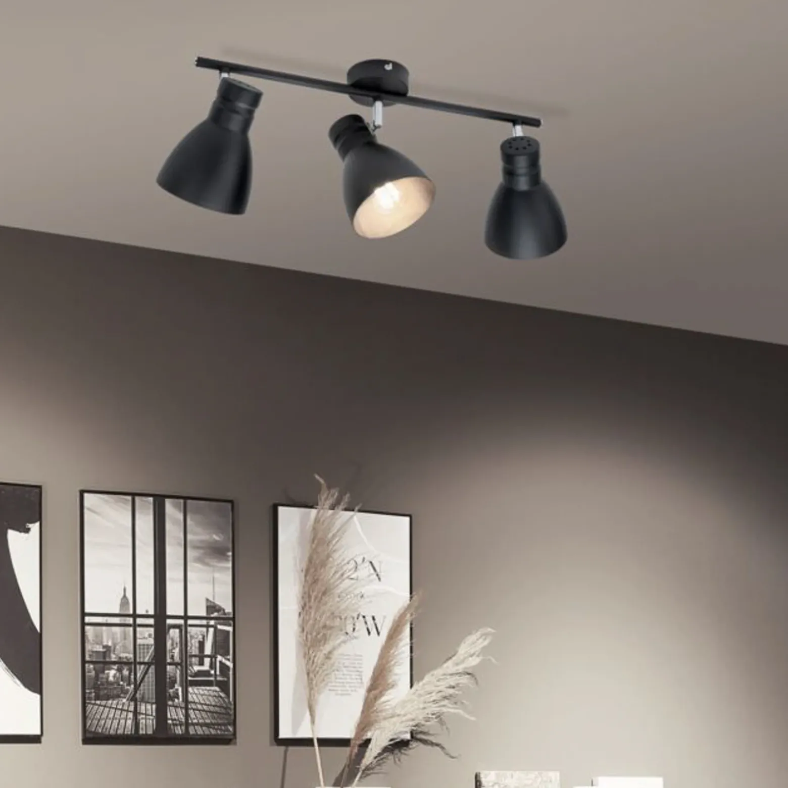 Paulmann Davy plafón, negro, 3 luces