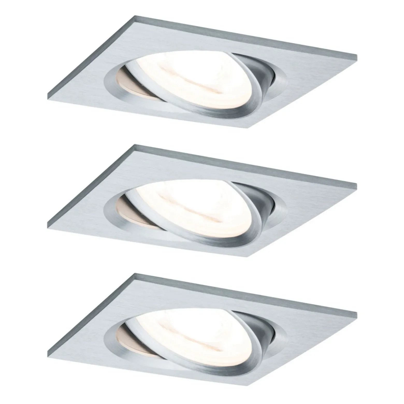Paulmann, juego de 3 focos Nova Coin, angulares, atenuables, aluminio torneado,
