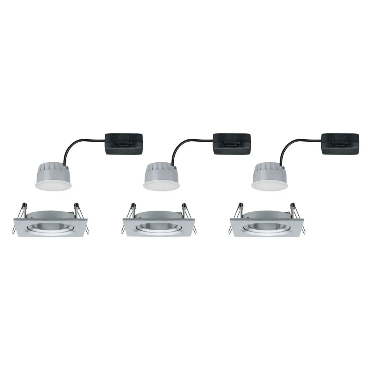 Paulmann, juego de 3 focos Nova Coin, angulares, atenuables, aluminio torneado,