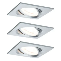 Paulmann, juego de 3 focos Nova Coin, angulares, atenuables, aluminio torneado,