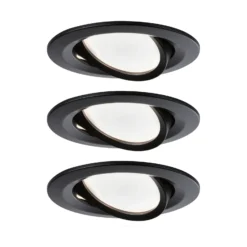 Paulmann, juego de 3 focos Nova Coin redondos orientables, negro mate
