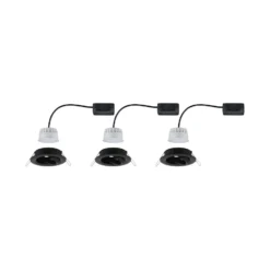 Paulmann, juego de 3 focos Nova Coin redondos orientables, negro mate