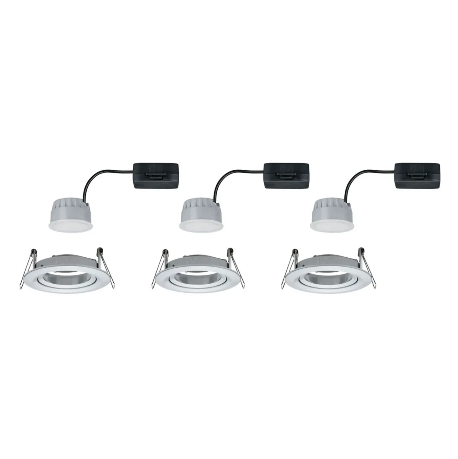 Paulmann, juego de 3 focos Nova Coin redondos orientables, aluminio torneado