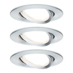 Paulmann, juego de 3 focos Nova Coin redondos orientables, aluminio torneado