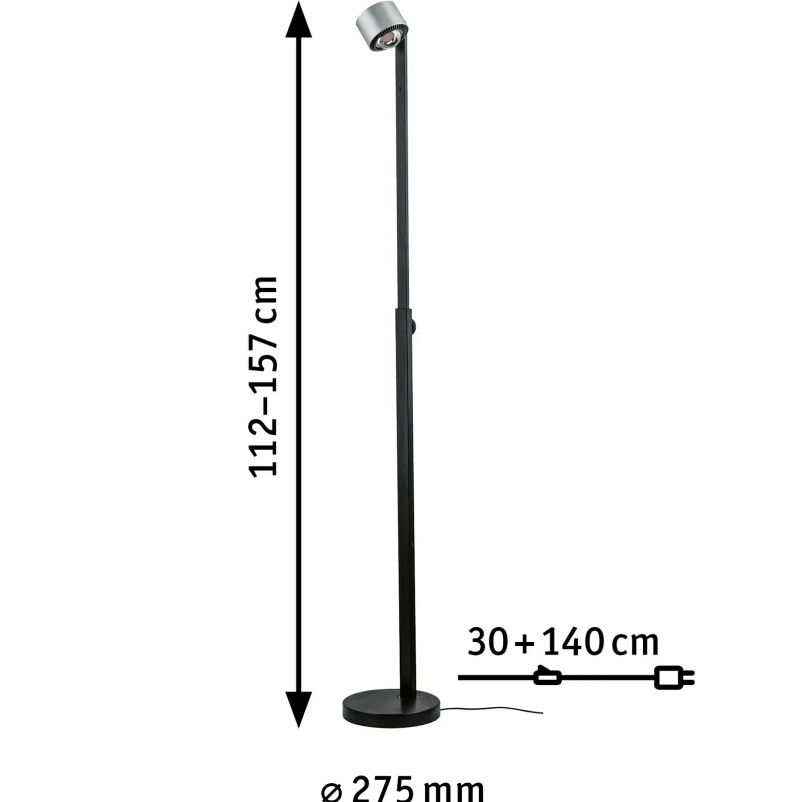 Paulmann lámpara de pie LED Aldan, metal, regulable, atenuable