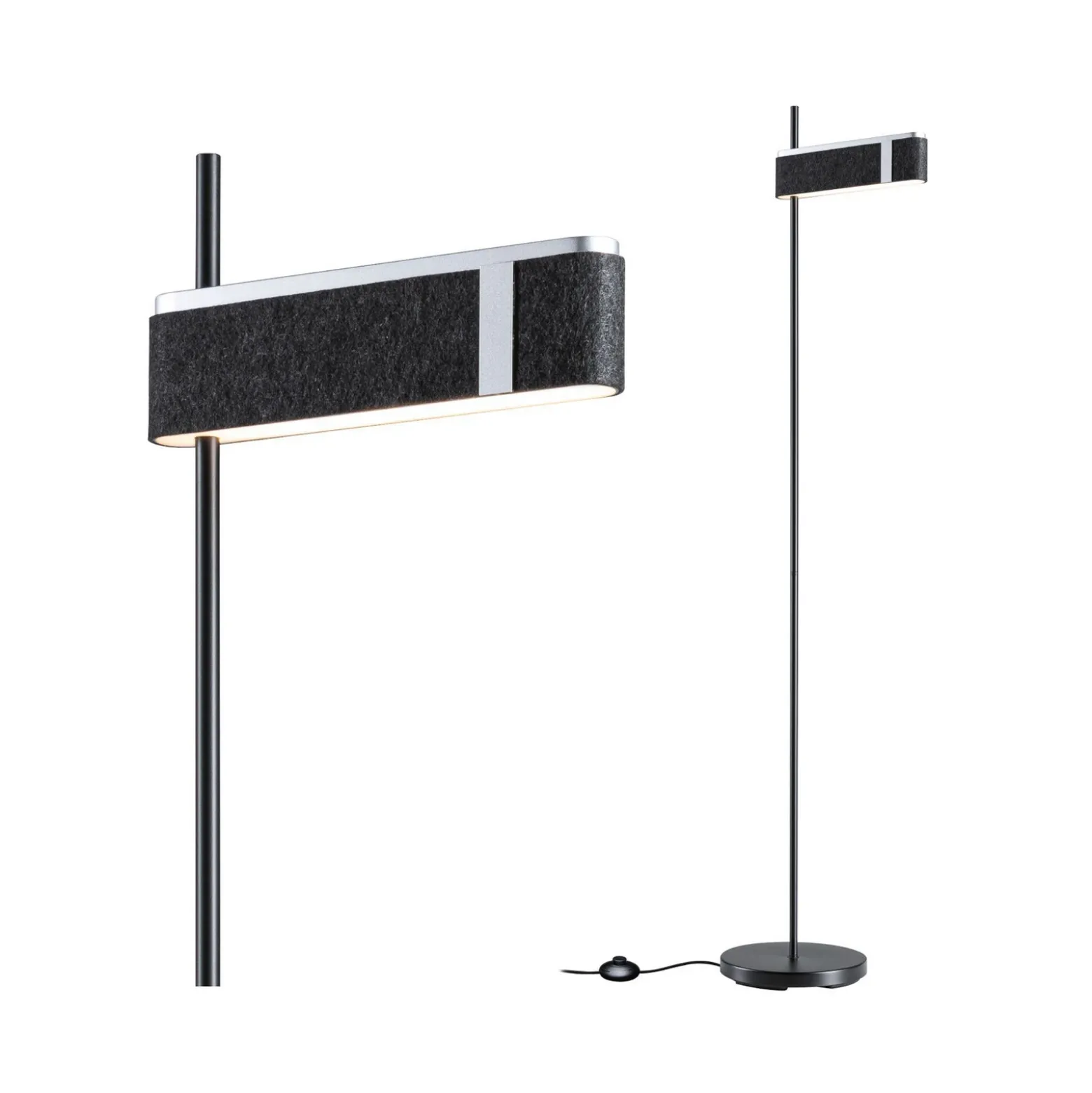 Paulmann lámpara de pie LED Jagun, antracita, fieltro, atenuable en 3