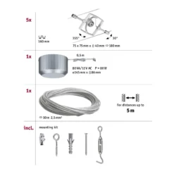 Paulmann Mac II ilumi. sobre cable cromo mate 5 f.