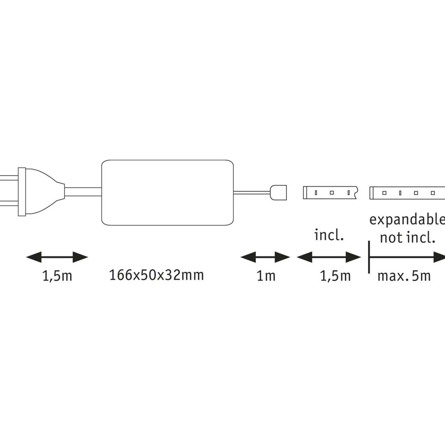 Paulmann MaxLED 1000 basic IP44 blanco cálido 1,5m