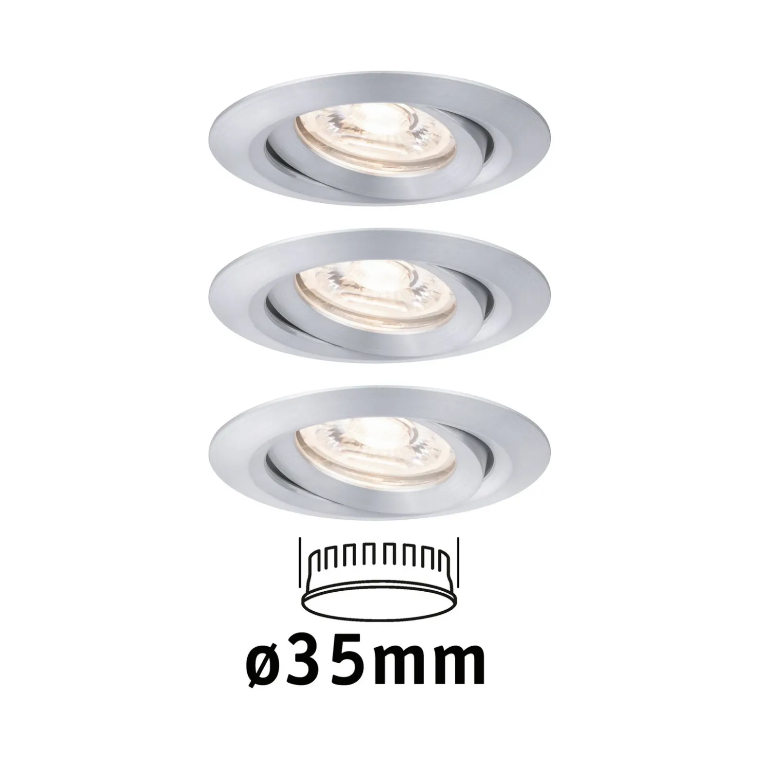 Paulmann Nova mini foco empotrado 3, gira aluminio