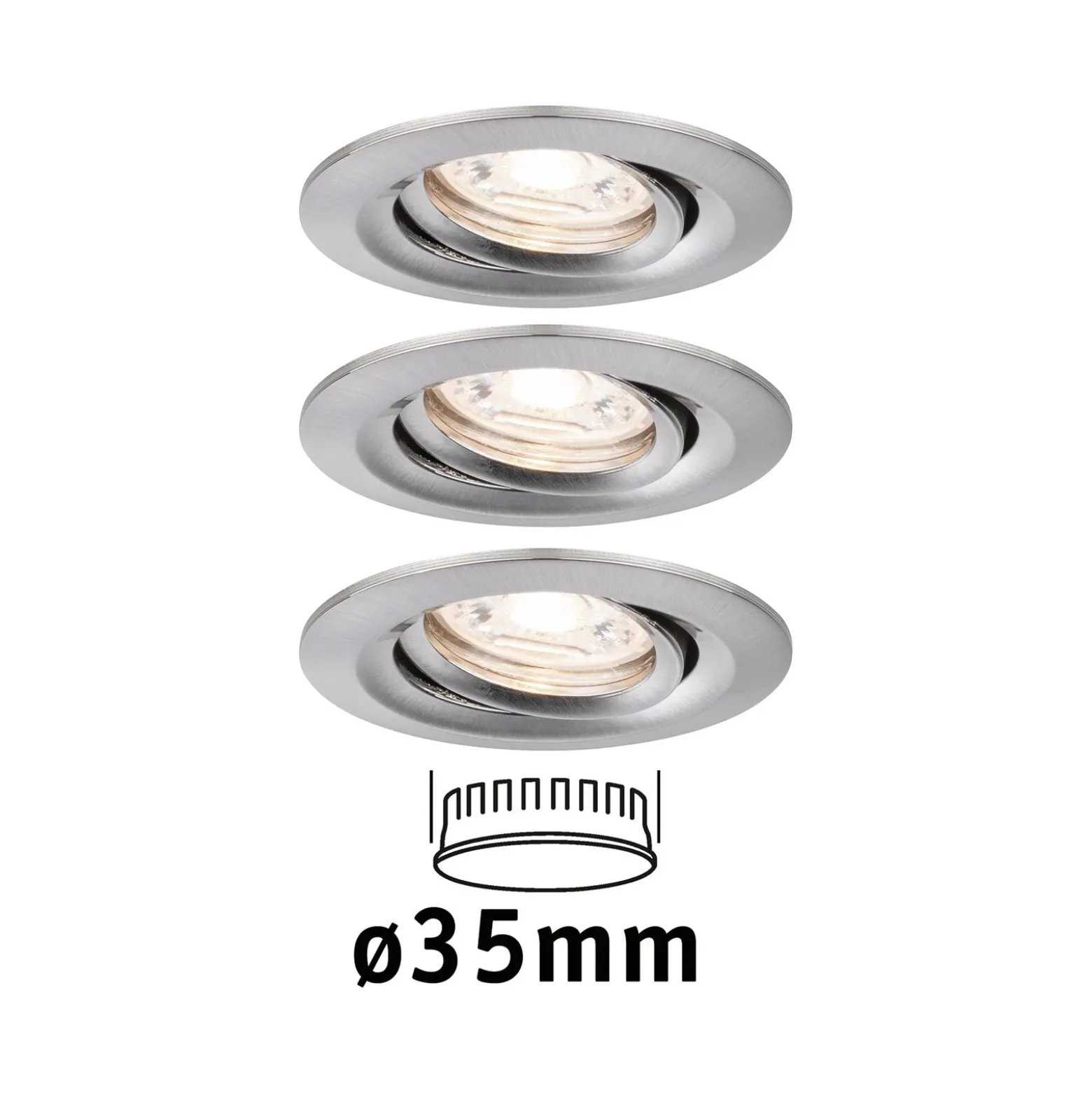 Paulmann Nova mini foco empotrado LED set 3 hierro
