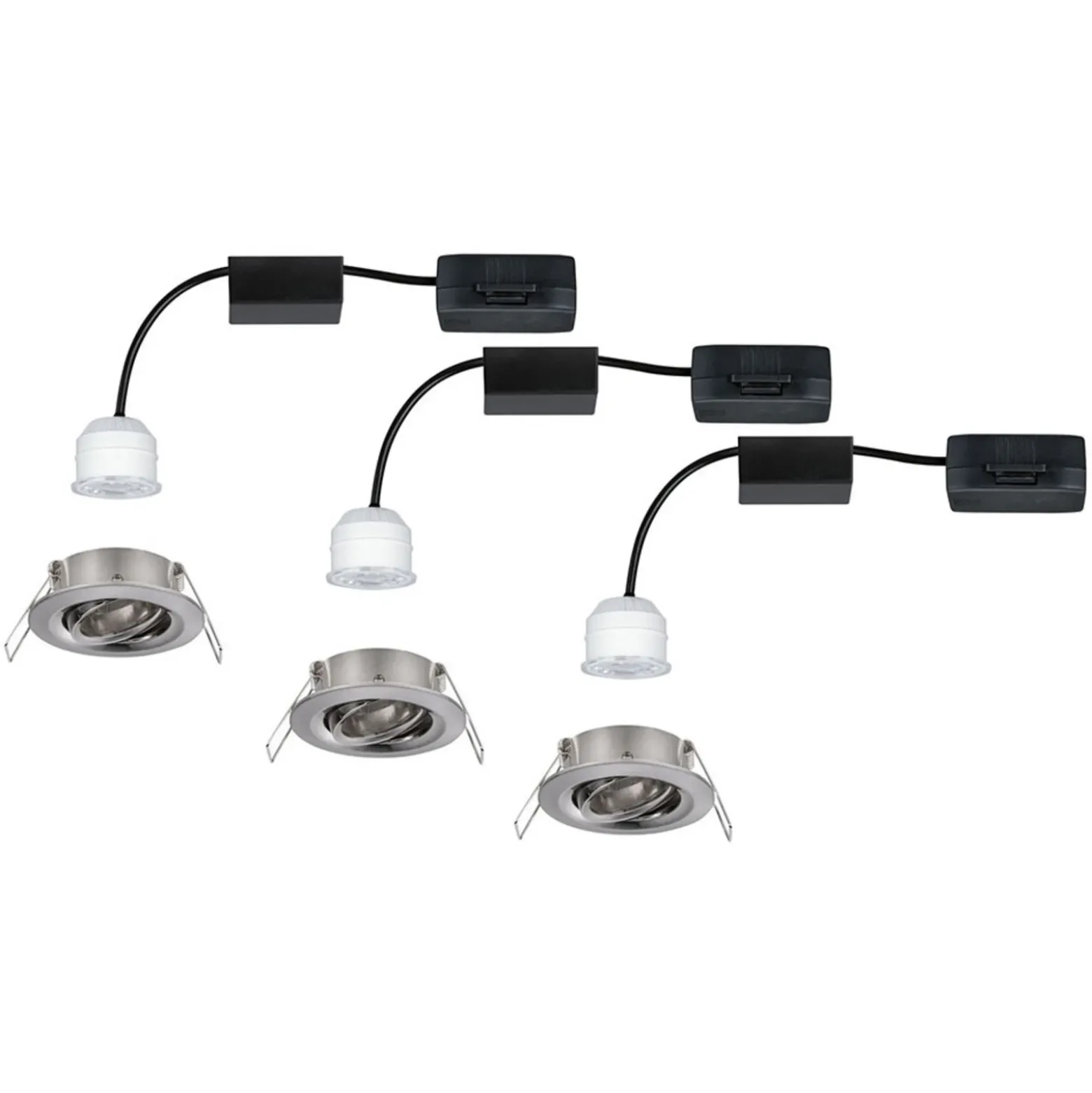 Paulmann Nova mini foco empotrado LED set 3 hierro