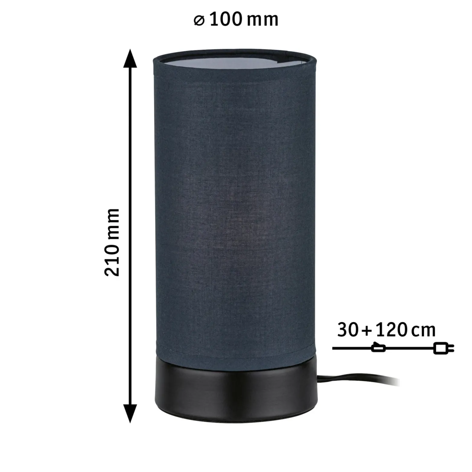 Paulmann Pia lámpara de mesa de tela, negro/gris