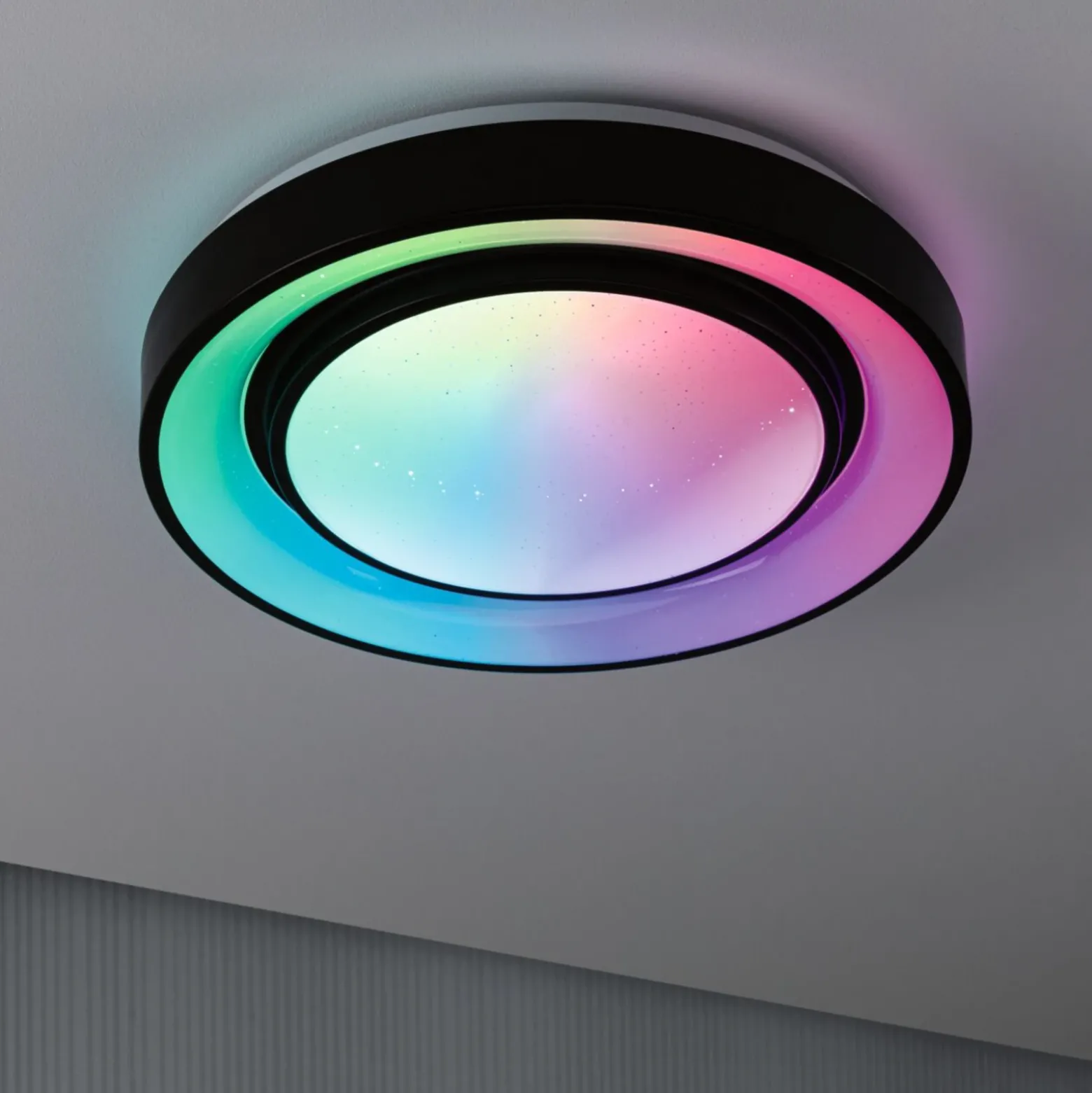 Paulmann Rainbow Ø37cm negro control remoto decoración estrella RGBW