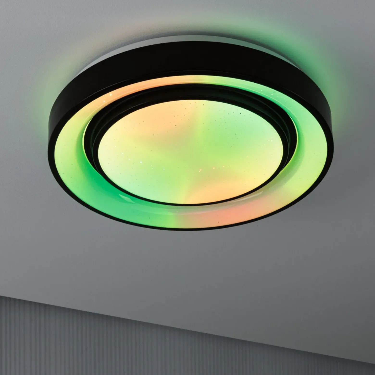Paulmann Rainbow Ø37cm negro control remoto decoración estrella RGBW