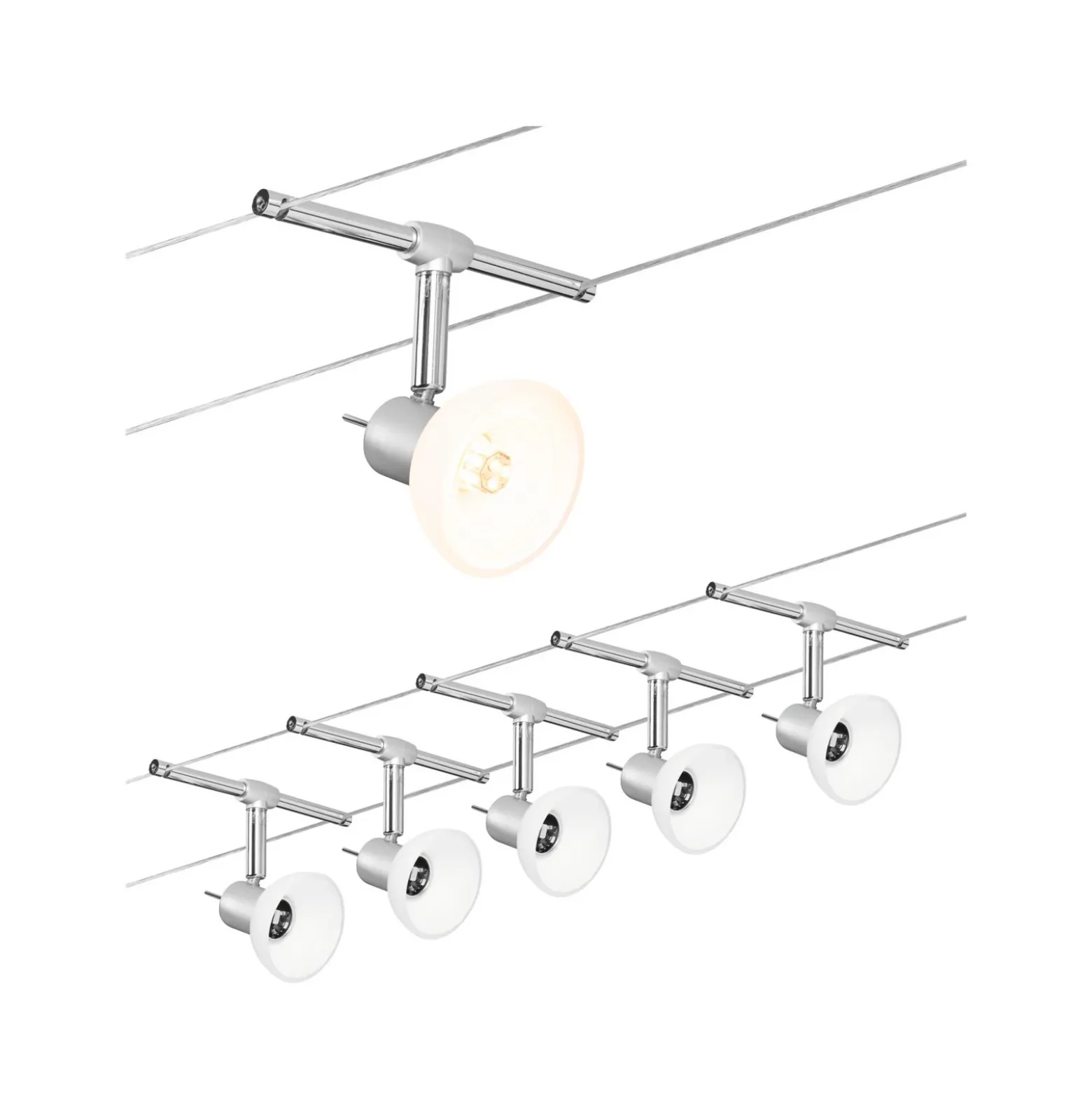 Paulmann Sheela sobre cable 5 luces cromo mate