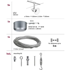 Paulmann Sheela sobre cable 5 luces cromo mate