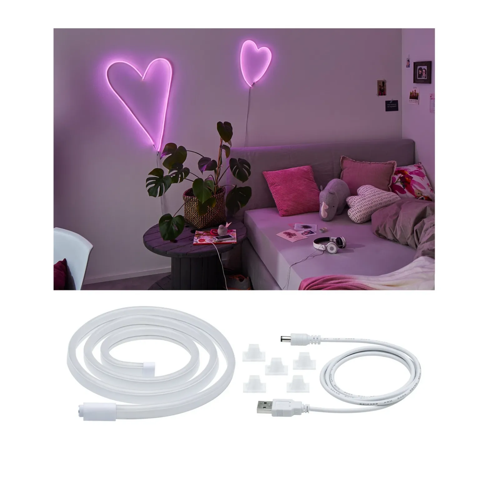 Paulmann tira LED Neon Colorflex USB 1 m rosa