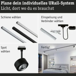 Paulmann URail Aldan foco LED, negro mate, metal, CCT