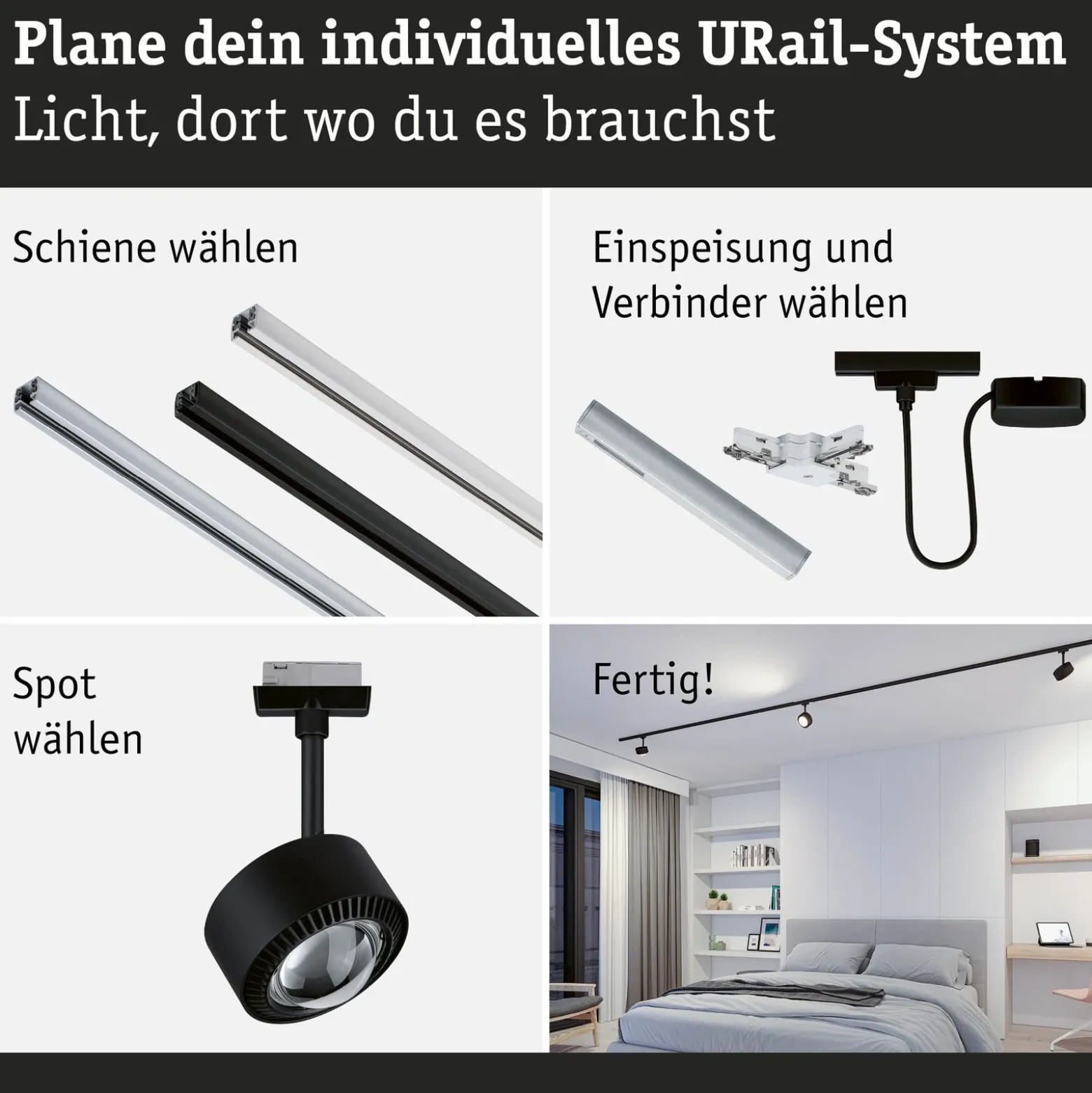 Paulmann URail Aldan foco LED, negro mate, metal, CCT