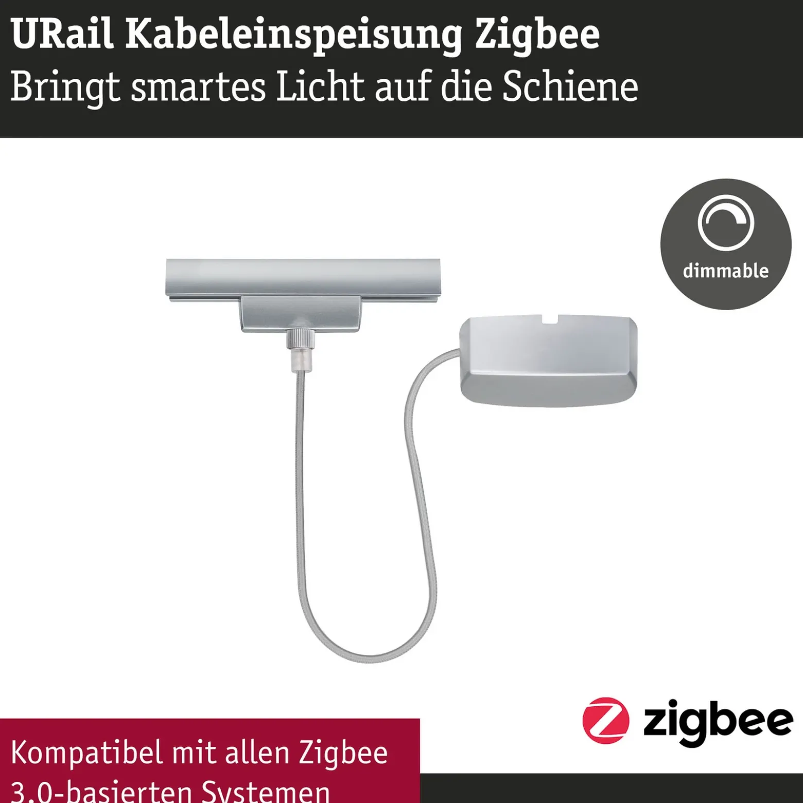 Paulmann URail Alimentación de cable Zigbee 1 m, cromo mate