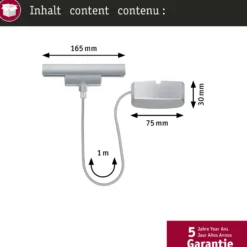 Paulmann URail Alimentación de cable Zigbee 1 m, cromo mate