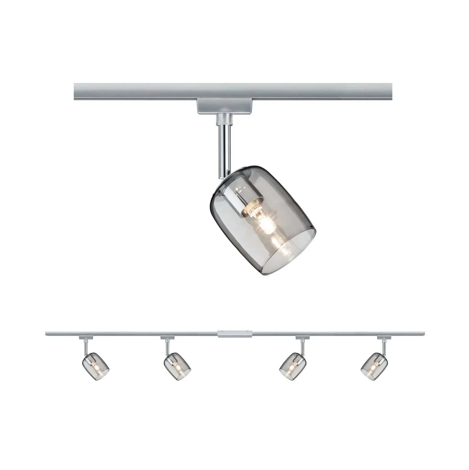 Paulmann URail Blossom set base cromo, vidrio humo