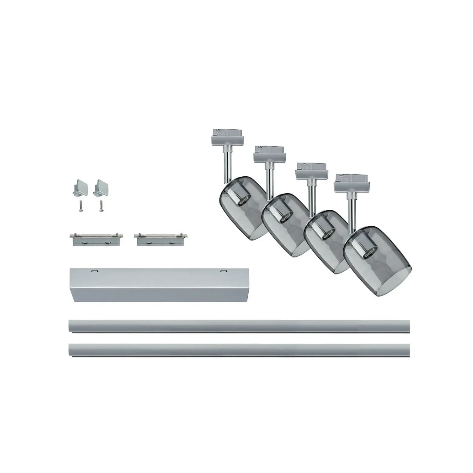 Paulmann URail Blossom set base cromo, vidrio humo