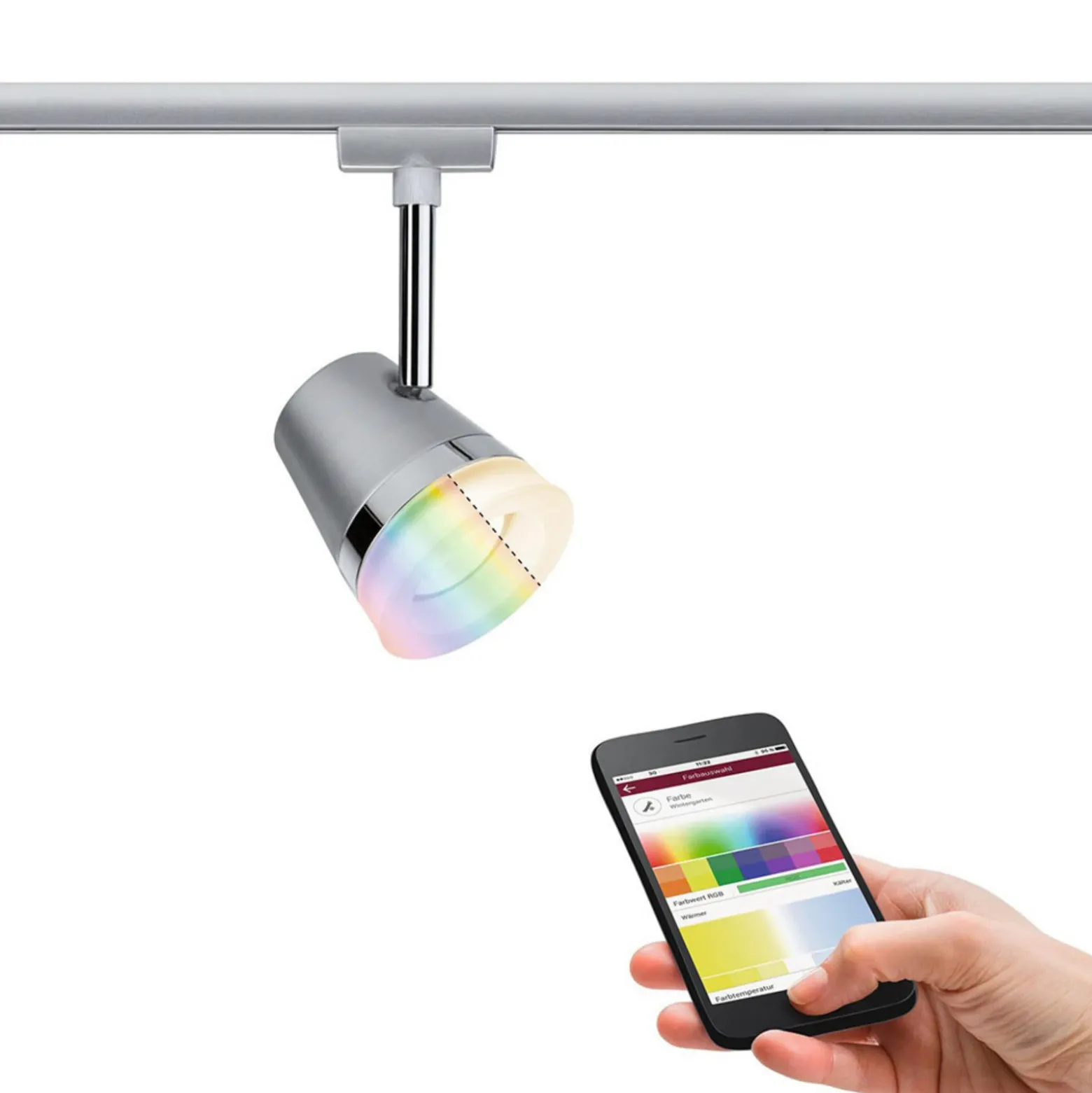 Paulmann URail Cone foco RGBW cromo mate ZigBee