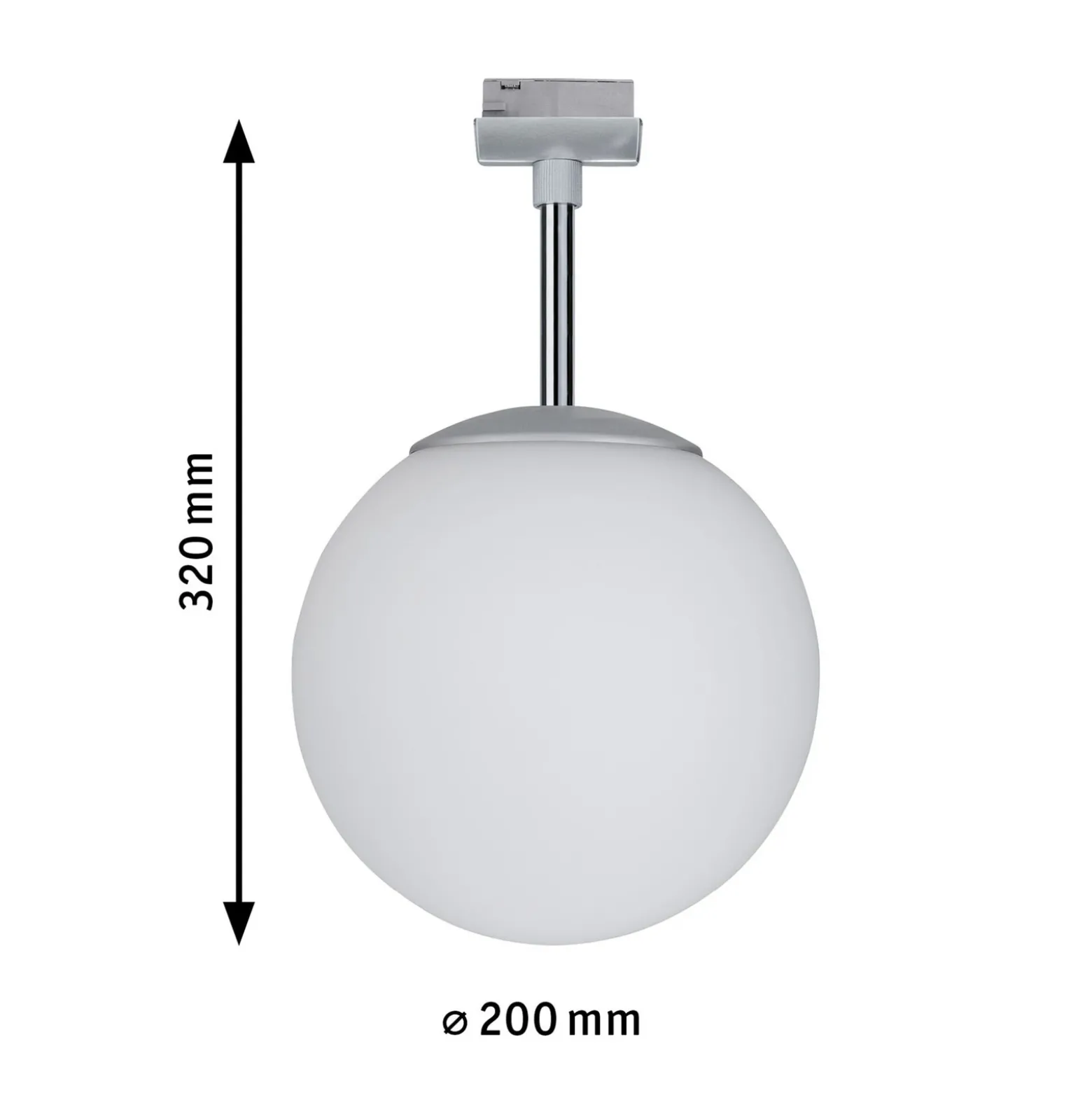 Paulmann URail Globe globo cromo, vidrio opalino